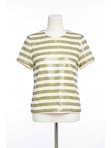 Zadig & Voltaire Tchao Sequins Stripe Top in Moss (view 1)