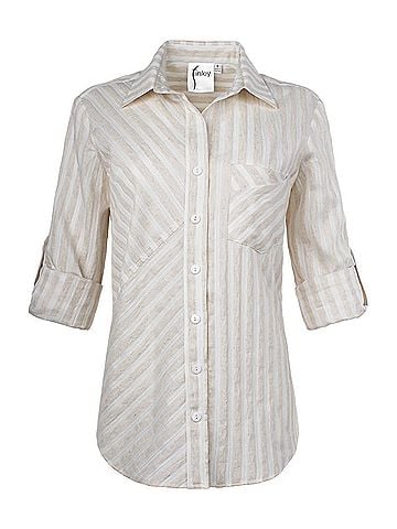 Finley Teigan Stripe Shirt in Natural/White (view 2)