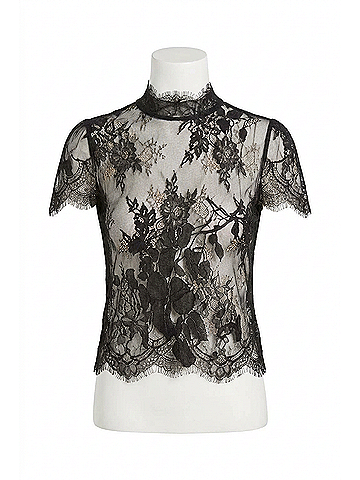 Cara Cara Pamela Lace Top in Black Chantilly (view 1)