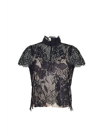 Cara Cara Pamela Lace Top in Black Chantilly (view 2)