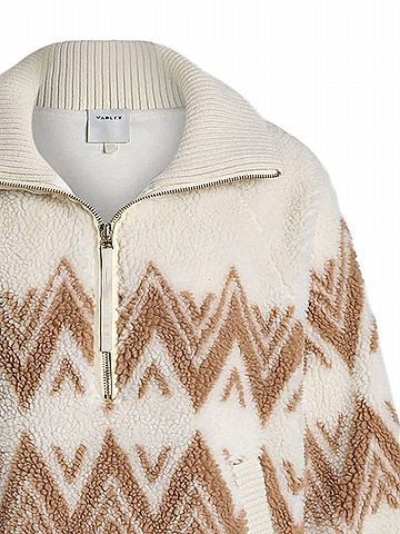 Varley Hendrik Half-Zip Sherpa Top in Beige (view 2)