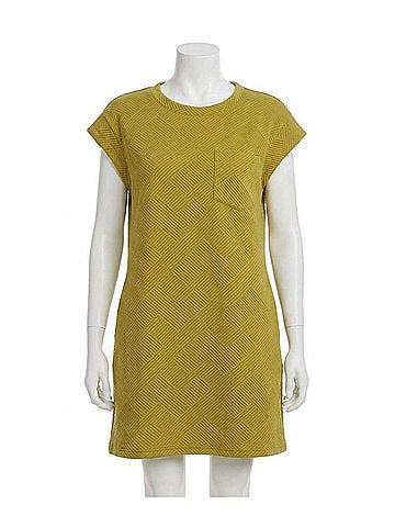 Entro Quilted Round Neck Sleeveless Mini Dress in Martini Olive (view 1)