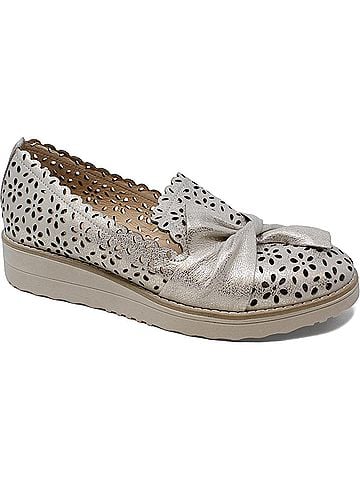 Django & Juliette Women's Omilla Slip-On in Beige And Gold-Vanilla Sole Washed Leather (view 1)