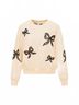 LoveShackFancy Graphic Brown Linetta Pullover Sweatshirt in Cream Size S - photo 2