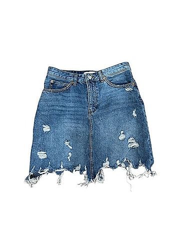 Zara Denim Jean Mini Skirt Denim Skirt (view 1)
