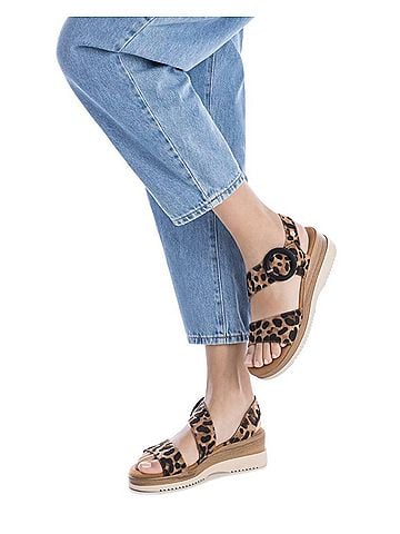 XTI Women's Animal Print Wedge Sandals (view 2)