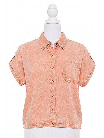 XCVI Abner Dolman Sleeves Linen Top in Distress Wash Afterglow (view 1)