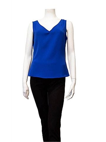 Samuel Dong Women's V-Neck Tank Top in Cobalt Blue (view 2)