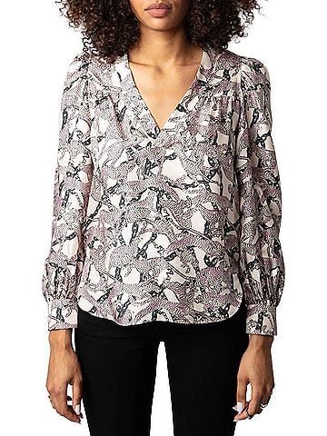 Zadig & Voltaire Telia Silk Tunic Blouse in Ecru (view 2)