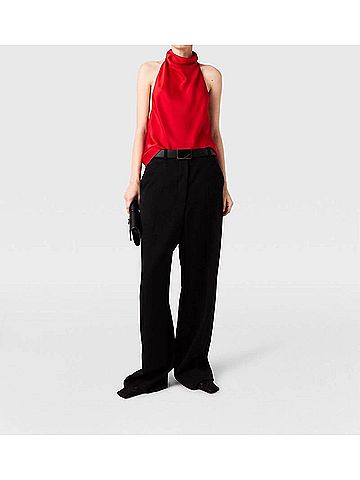 Stella McCartney Satin Halterneck Top in Lipstick Red (view 2)