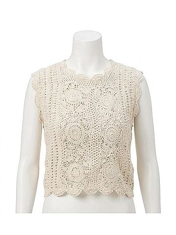 Cleobella Astra Crochet Crop Top in Parchment (view 1)