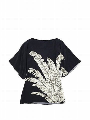 Hemant & Nandita Women's Palm Boat Neck Blouse in Black (view 1)
