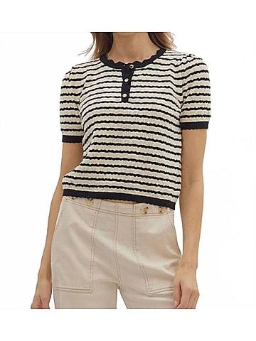 Entro Saint-Tropez Stripe Top in Navy (view 2)
