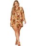 Andree by UNIT Brown Floral Patchwork Dress in Rust Size 1X - photo 2
