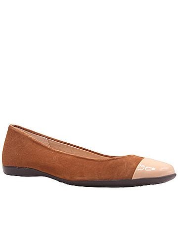 fs/ny Women's Leora Ballet Flat Shoes in Cognac Suede (view 1)