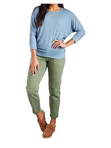 Zenana Daytime Boat Neck Top in Blue Gray (view 2)