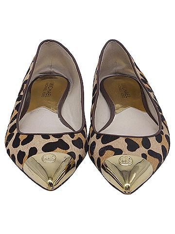 Michael Kors Michael Kors Leopard-Print Pointed-Toe Ballet Flats in Beige Pony Hair (view 2)
