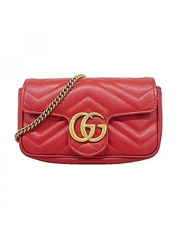 Gucci Gucci GG Marmont Shoulder Bag 476433 Leather Red Women's (view 1)