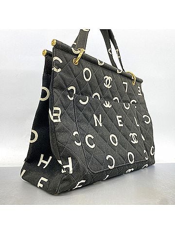 Chanel Chanel canvas tote bag, black and white, for women. (view 2)