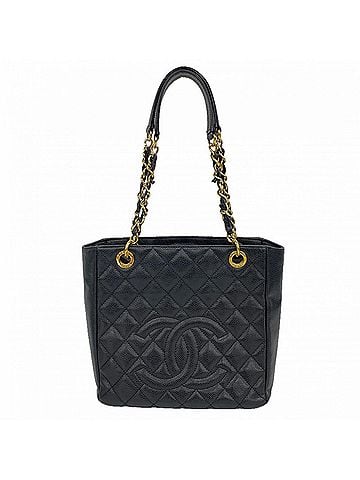Chanel Chanel Tote Bag/Chain Tote, Matelassé Caviar Leather, Black, Women's OP003688 (view 1)