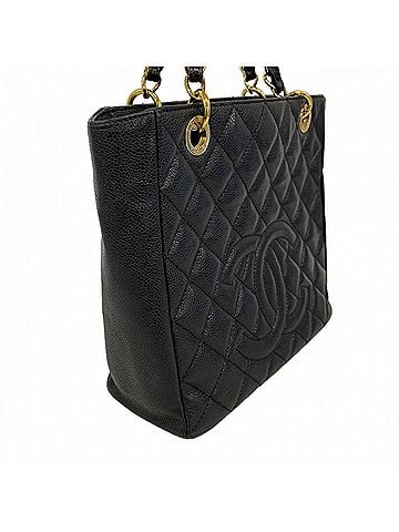 Chanel Chanel Tote Bag/Chain Tote, Matelassé Caviar Leather, Black, Women's OP003688 (view 2)