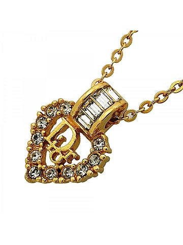 Christian Dior Christian Dior Necklace, GP Plated, Rhinestone, Gold, Women's (view 1)