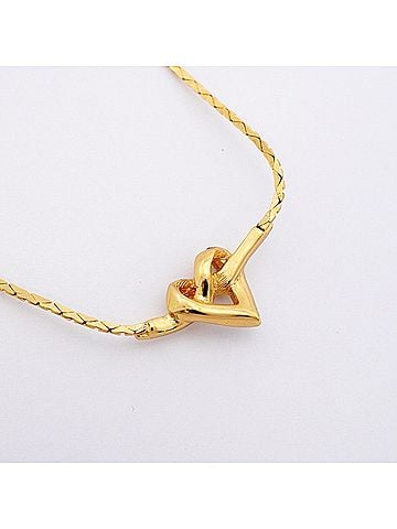 Christian Dior Christian Dior Necklace, Heart Motif, GP Plated, Rhinestone, Gold, Women's (view 2)