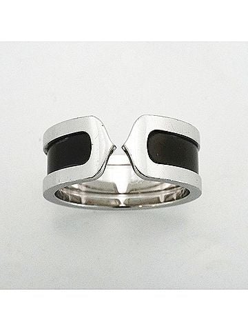 Cartier Cartier Ring C2 18KWG White Gold Black Lacquer #57 Men's (view 2)