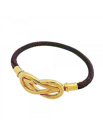 Hermès Hermes Atame Bracelet, GP Plated Leather, Gold Brown, Women's (view 1)