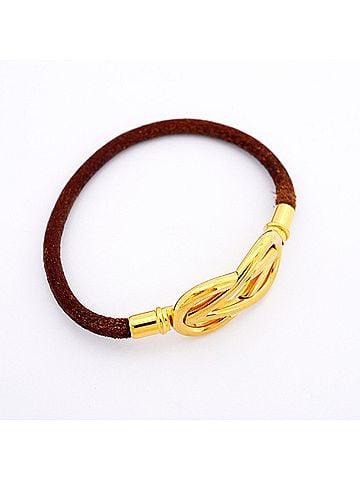 Hermès Hermes Atame Bracelet, GP Plated Leather, Gold Brown, Women's (view 2)