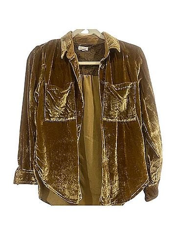 Pilcro Relaxed Velvet Buttondown Long Sleeve T-Shirt (view 1)