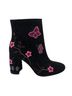 Nanette Lepore Floral Black Ankle Boots Size 8 - photo 1