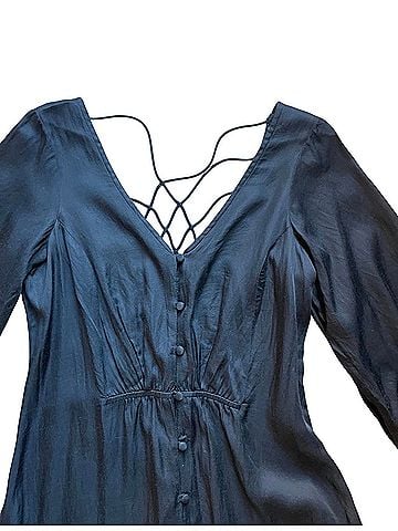 Free People Later Days MIDI Button Front Lattice Back Cocktail Dress (view 2)