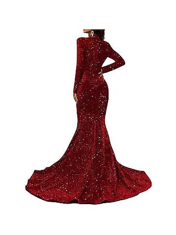 FAERIESTY Velour Mesh Cutout Sequin Mermaid Dress Cocktail Dress (view 2)