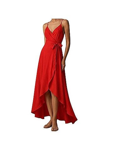 Hutch High Low Wrap Maxi Dress Tie Waist V Neck Spaghetti Strap Casual Dress (view 1)