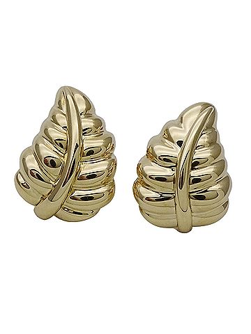 Tiffany & Co. Tiffany & Co. Earrings for Women, Brand Name, 750YG Leaf Design, Yellow Gold, Pair, Jewelry (view 1)