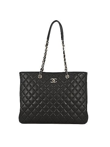 Chanel Chanel Chain Tote Bag Matelassé Coco Mark Large Caviar Skin A91046 CHANEL Black Handbag Women's (view 1)