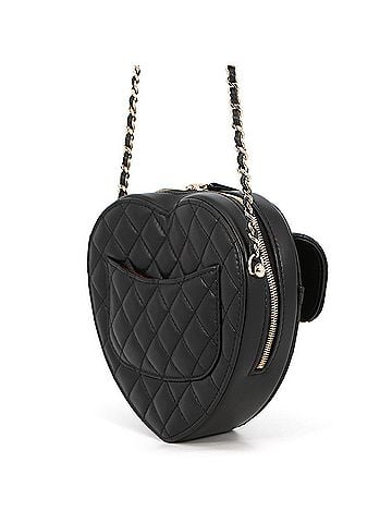 Chanel Chanel Chain Shoulder Bag, Matelassé, Coco Mark, Heart Shape, Lambskin, AS3191, Black, Handbag, Women's, CHANEL (view 2)