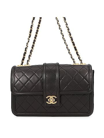 Chanel Chanel Chain Shoulder Bag, Matelassé, Coco Mark, Flap, Lambskin, CHANEL 2-way Black, Handbag, (view 1)