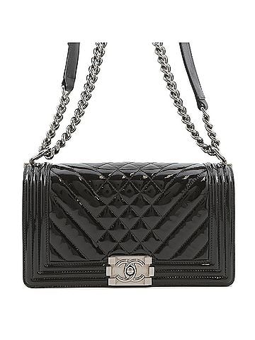 Chanel Chanel Chain Shoulder Bag Boy 25 Matelassé Coco Mark Patent A67086 CHANEL Handbag Black Women's (view 1)