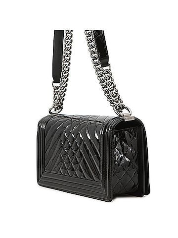 Chanel Chanel Chain Shoulder Bag Boy 25 Matelassé Coco Mark Patent A67086 CHANEL Handbag Black Women's (view 2)