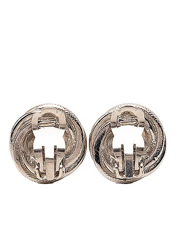 Chanel CC Silver Plated Round Clip on Earrings (view 2)