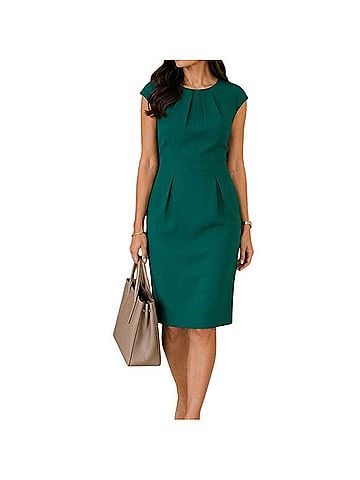 Lafayette 148 New York Emeralds Green Wool Blend Sheath Wool Dress (view 1)