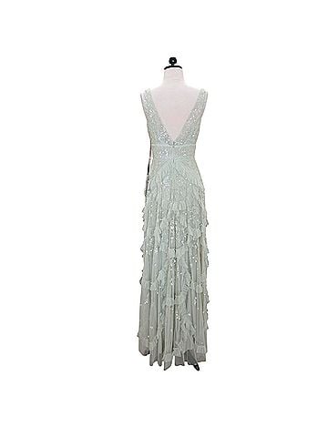 Mac Duggal Mac Duggal Formal Sage Green 9162 Sequin Ruffle Evening Gown A-Line Maxi Dress 4 Cocktail Dress (view 2)