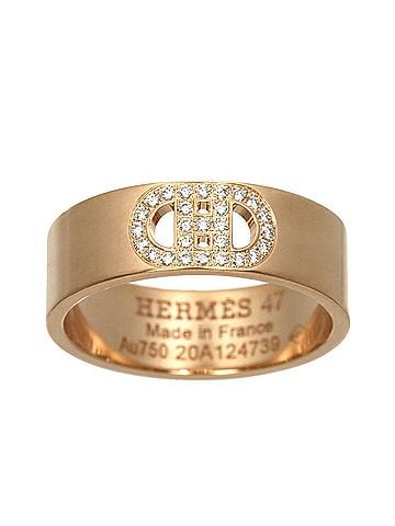 Hermès Hermes H Dunkle #47 Ring with Diamonds, 18K Pink Gold (750) (view 1)