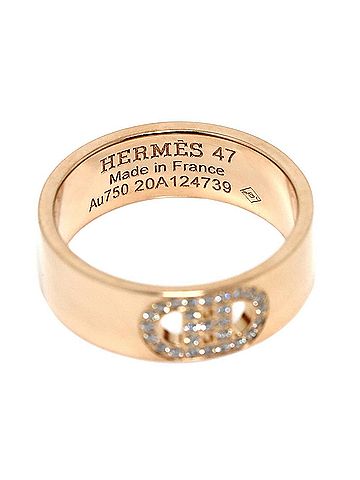 Hermès Hermes H Dunkle #47 Ring with Diamonds, 18K Pink Gold (750) (view 2)