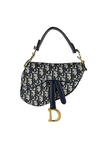 Christian Dior Christian Dior handbag/shoulder bag, Saddle Mini, canvas, navy gold, women's, z9987 (view 1)