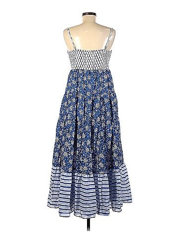 J.Crew Button-front Maxi Mixed Blue Purple Block Floral Striped Cocktail Dress (view 2)