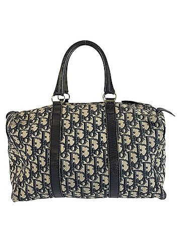 Christian Dior Christian Dior Vintage Trotter Navy Canvas Leather Handbag Boston Bag with Silver Hardware for Women (view 2)