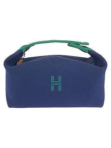 Hermès HERMES Bride à Black PM Marine Blue Green Toile H Handbag Accessory Pouch Makeup for Women (view 1)